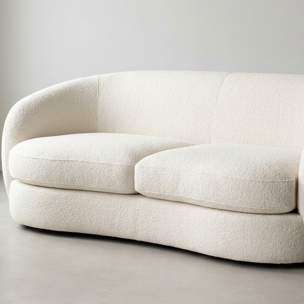 Curved Lounge Sofa - Boucle Texture